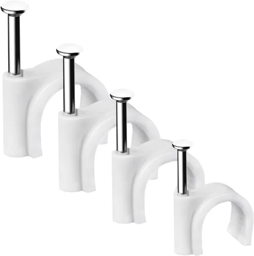 Miniatura 7 de Abnii Clips para Cables, 400 Piezas, 4mm 6mm 8mm 10mm, Clips de Pared para Alambre con Clavos de Acero, Clips Organizadores de Gestión de Cables