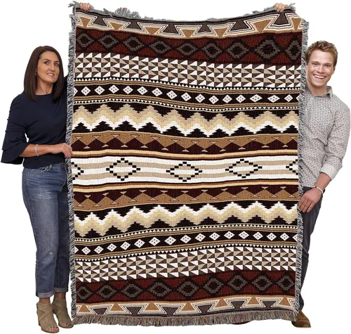 Miniatura 16 de Pure Country Weavers Antelope Ridge Earth - Manta inspirada en los nativos americanos del suroeste, manta de tapiz de regalo tejida de algodón