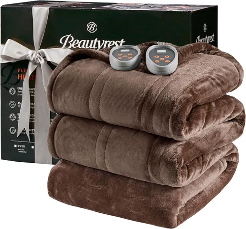 Miniatura 34 de Beautyrest Manta térmica, manta eléctrica, suave, cálida y reversible, manta térmica Sherpa para oficina, sofá, 3 ajustes de calor, apagado