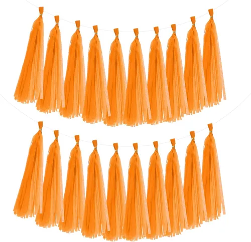 Miniatura 14 de MECCANIXITY 20 guirnaldas de papel de seda con borlas para decoración de fiestas, día de San Valentín, cumpleaños para mujeres con cuerda y alambre