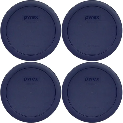 Pyrex 7201-PC 4 tazas azul tapa de repuesto para almacenamiento de alimentos (paquete de 4) - Fabricado en Estados Unidos Azul oscuro