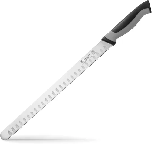 Miniatura 21 de Cuchillo de chef de 8 pulgadas con borde Granton para rebanar jamón y carne de pavo Certificado NSF Hoja de acero inoxidable alemán Mango