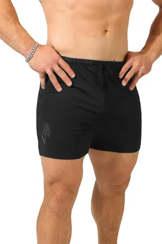 Jed North Pantalones cortos de gimnasio para culturismo con entrepierna de 4 pulgadas para hombre con bolsillos con cremallera, pantalones cortos de