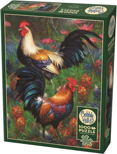 Cobble Hill - Rompecabezas de 1000 piezas - Gallos - Póster de muestra incluido