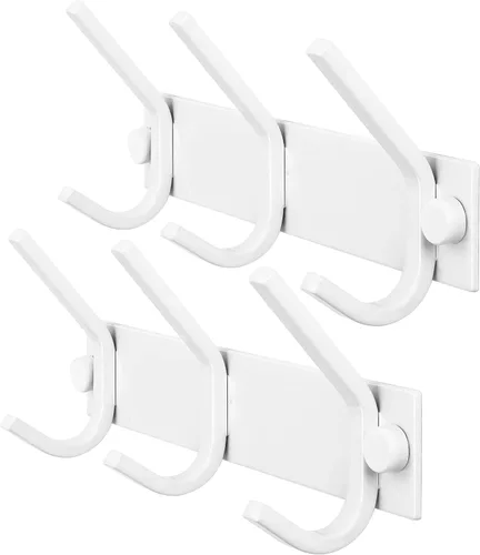 Miniatura 16 de WEBI Perchero de pared, 8 ganchos, 24" de largo, ganchos para colgar abrigos montados en la pared, gancho para colgar abrigos, estante de ganchos