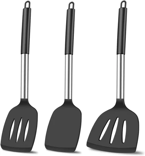 KLAQQED Juego de 3 espátulas de silicona resistentes al calor para utensilios de cocina antiadherentes, espátulas de plástico para wok, espátula
