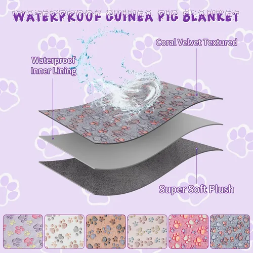 Miniatura 4 de YUEPET Mantas impermeables de conejillo de indias, lavables, paquete de 6 forros de vellón para jaulas de animales pequeños, alfombrilla suave