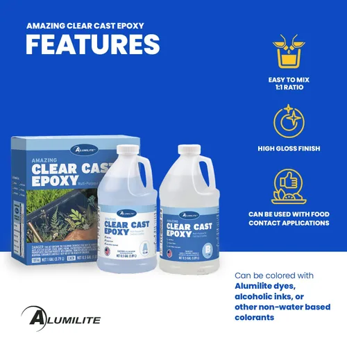 Miniatura 3 de Kit de resina epoxi Alumilite Amazing Clear Cast (1 galón) - Seguro para alimentos, cristalino, acabado de alto brillo - Perfecto para encimeras