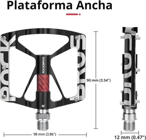 Miniatura 2 de ROCKBROS Pedales de bicicleta de montaña Pedales MTB CNC antideslizante ligero aleación de aluminio Pedales de bicicleta rodamientos sellados