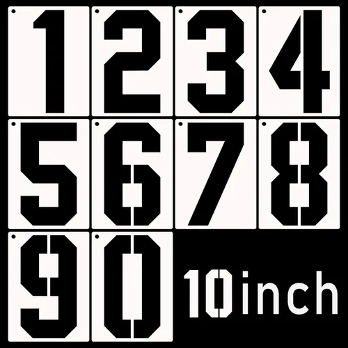 Miniatura 14 de DXCYZ - Juego de plantillas de números grandes de 2 pulgadas, plantillas de números de dirección de 0 a 9, 10 plantillas de números de pintura