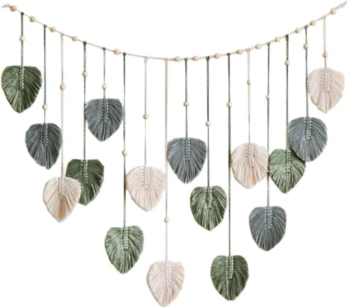 Miniatura 7 de Tapiz tejido de macramé para colgar en la pared, estilo bohemio, con clips para fotos, decoración del hogar, decoración de pared nórdica, borlas