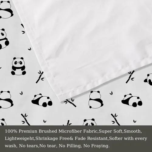 Miniatura 6 de MUSOLEI Sábanas Panda Sábanas ajustadas Lindas hojas de cama con conjunto de cama de animales 3D con orejas para niñas Conjunto de cama individual