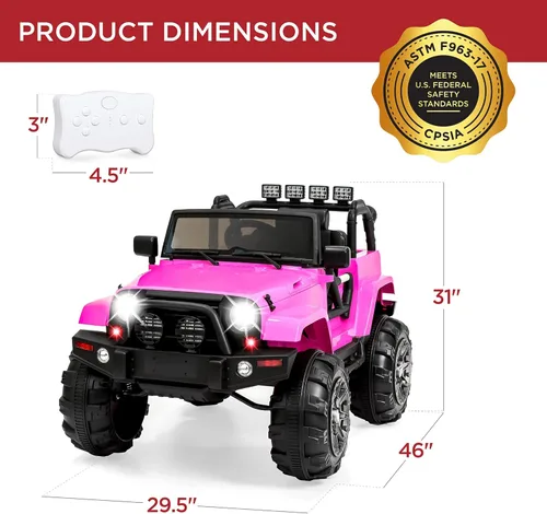 Miniatura 7 de Best Choice Products - Camión de 12 V con control remoto para montar, Rosado