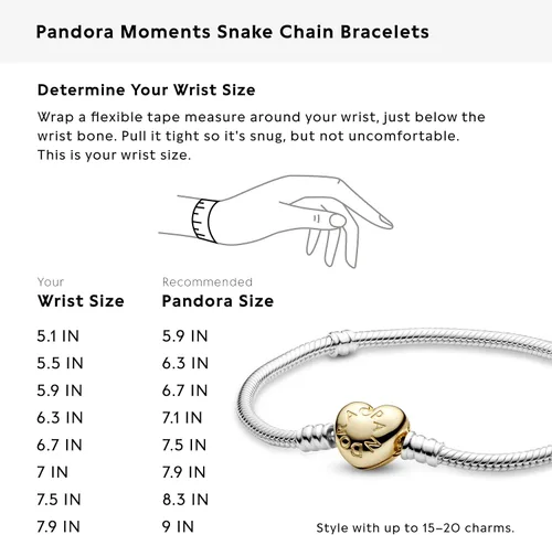 Miniatura 7 de PANDORA Jewelry Moments Heart Clasp Snake Chain Charm Bracelet