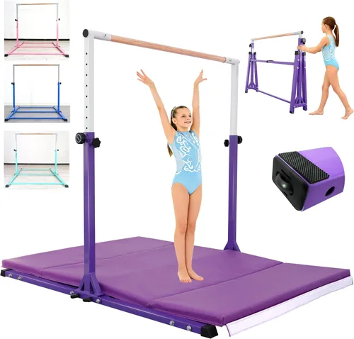 Miniatura 14 de Seliyoo - Barra de gimnasia plegable para niños de 3 a 20 años, barra horizontal de 5 pies/6 pies de largo, altura ajustable, barra de entrenamiento