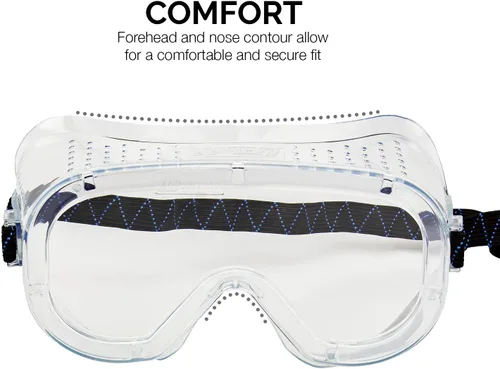 Miniatura 5 de Neiko 53874A - Gafas protectoras de seguridad antivaho con visión amplia, extrasuaves, ajustables y ligeras, transparentes