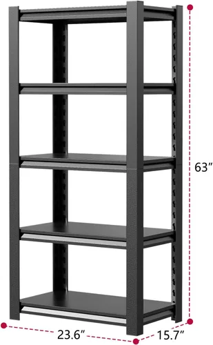 Miniatura 3 de Estantes de almacenamiento de 2500 libras, estantería de garaje de 5 niveles, estantería ajustable y resistente, estante de almacenamiento de metal
