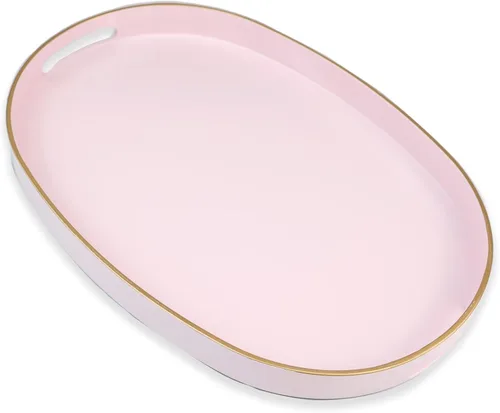 Miniatura 20 de Bandeja decorativa redonda negra con asas, bandeja versátil de 13 pulgadas para mesa de café, otomana, ideal para servir, exhibir y organizar