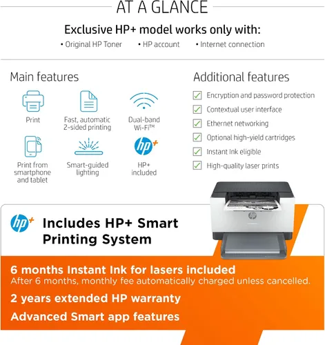 Miniatura 4 de HP LaserJet M209dwe 6GW62E - Impresora monocromática inalámbrica con Ethernet e impresión rápida a 2 caras, HP+ y 6 meses de Instant Ink gratis