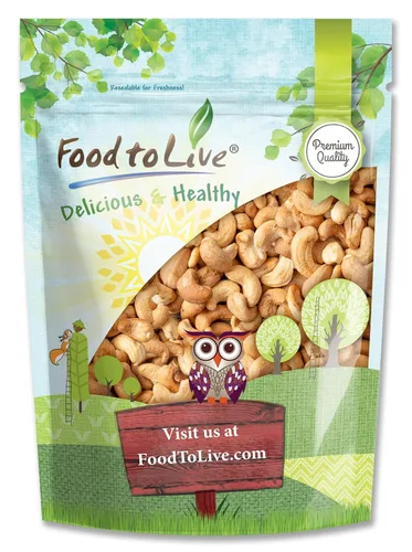 Miniatura 10 de Food to Live Anacardos enteros tostados en seco con sal del Himalaya, 8 onzas tostadas al horno ligeramente saladas, sin aceite añadido, vegano