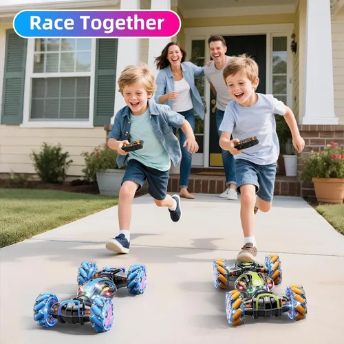 Miniatura 7 de Gigilli Auto de acrobacias RC con detección de gestos para niños de 8 a 12 años, autos RC para niños, juguetes de giro y deriva con luces de música
