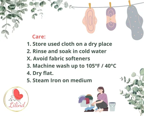 Miniatura 8 de Lilind ® Paquete de 7 toallas de tela para tanga en flores rojas, 100% algodón orgánico, reutilizables, lavables, toallas sanitarias menstruales