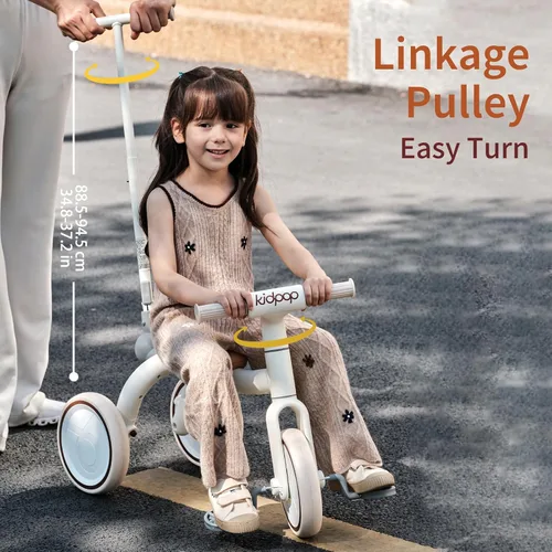 Miniatura 6 de Triciclo 4 en 1 para niños pequeños con mango de empuje ajustable para niños de 1 a 4 años, regalo de cumpleaños y juguete para niños y niñas