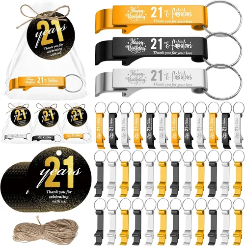 Miniatura 15 de Dandat 50 Sets 40th Birthday Party Favors for Guests Birthday Beer Opener Keychain Cheers to 40 Bottle Opener Keychain with Thank You Cards and Gift