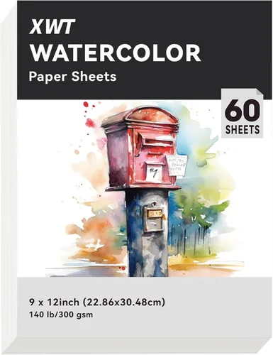 Miniatura 8 de XWT 60 hojas de papel de acuarela a granel, 5.5 x 8.5 pulgadas, 140 libras/300 gsm, prensado en frío, sin ácido, blanco natural, texturizado