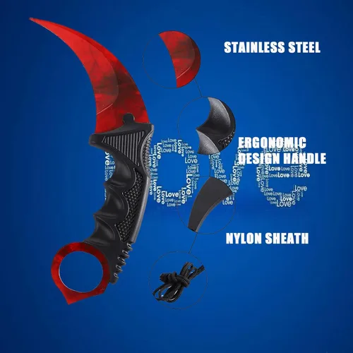 Miniatura 5 de TOPOINT Cuchillo Karambit, cuchillo de hoja fija de acero inoxidable con funda y cuchillo de cordón CS-GO para caza, campamento y supervivencia