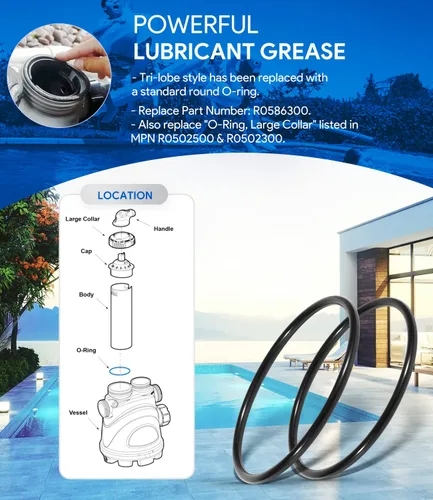Miniatura 5 de Paquete de 2 anillos tóricos grandes VITON R0586300 de repuesto para The Zodiac Nature 2 Fusion, Fusion Soft, Inground, Vision Aboveground, Vision