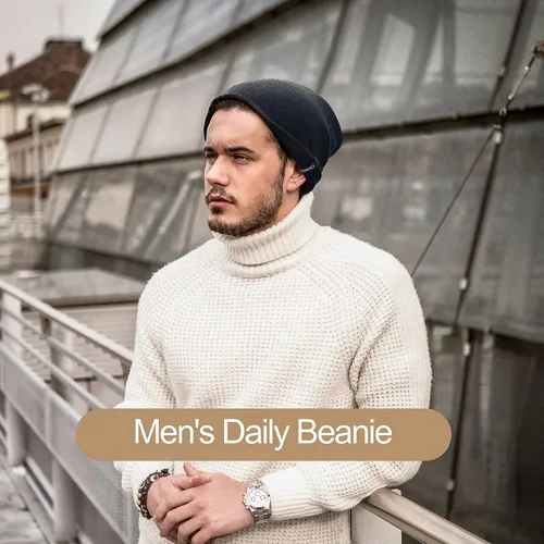 Miniatura 3 de Ocatoma Gorro para hombres y mujeres, de punto acrílico, con puños, para uso diario, cálido, unisex, regalos para hombres y mujeres, novio, él y ella