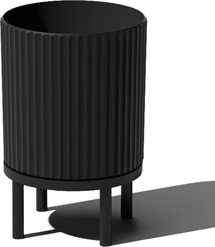 Miniatura 53 de Veradek Demi Series - Maceta redonda con soporte para porche o patio, compuesto de piedra de plástico duradero y soporte de madera, decoración