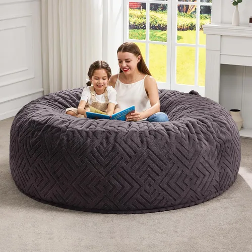 Miniatura 28 de Hobestluk Sillas de Puf para Adultos, Silla de Puf con Relleno, Bolsas Grandes con Funda de Felpa en Relieve, Sillas de Puf Gigantes para Adultos