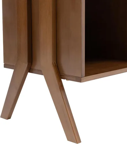 Miniatura 7 de Perchero de bambú con espejo y cajones, colgador de ropa de madera independiente con ganchos, perchero resistente con estantes, organizador