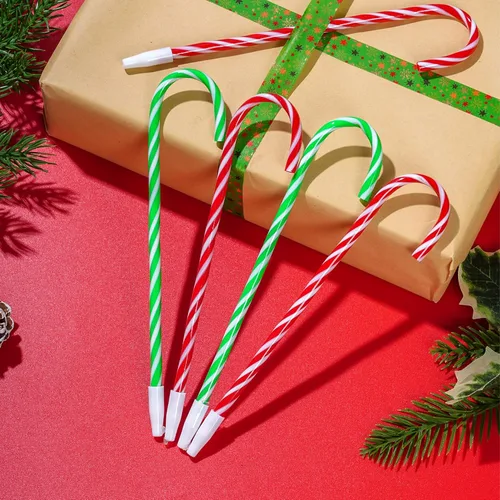 Miniatura 4 de Yolyoo 48 piezas de bolígrafos de bastón de caramelo navideño - Bolígrafo de bastón de caramelo con rayas para papelería de regalo de fiesta