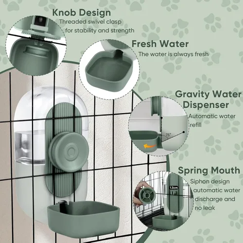 Miniatura 5 de Lemtrflo Dispensador de agua automático colgante de 28 onzas, botella de agua de conejo, conejillo de indias, hurón para jaula, adecuado para Verde