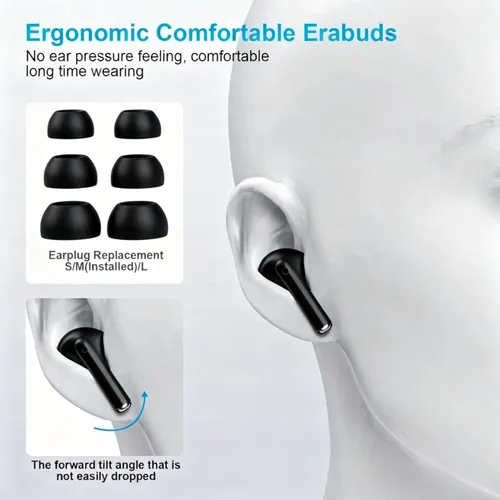 Miniatura 5 de Auriculares inalámbricos para Samsung S26/S25/S24, auriculares Bluetooth 5.3 40 horas, estéreo HiFi, micrófono transparente, cancelación de ruido