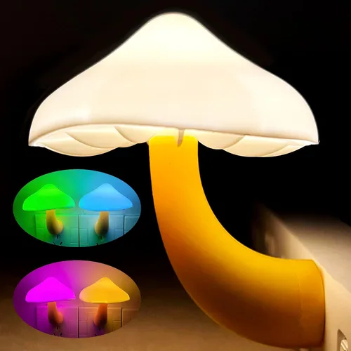 Miniatura 13 de Luces nocturnas LED con sensor en forma de hongo - 2 unidades, enchufe de pared con 7 colores cambiantes, lámpara mini de ensueño, luz nocturna