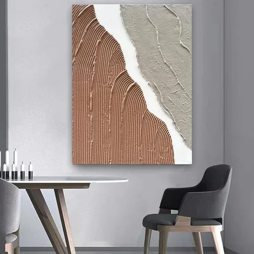 Miniatura 6 de Limiyer Arte pintado a mano moderno arte abstracto pintura al óleo blanco y marrón textura gruesa lienzo arte pintura al óleo sala de estar