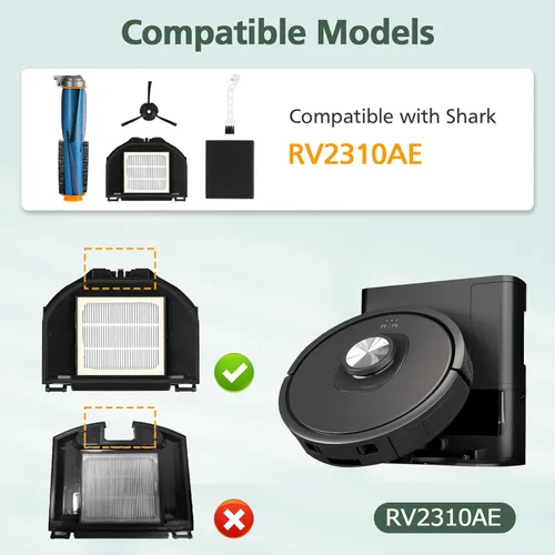 Miniatura 2 de Piezas de repuesto para aspiradora compatibles con Shark RV2310AE AV2310AE RV2310AE RV2320S UR2350AE RV2300S Matrix Robot Aspirador, 1 cepillo, 2