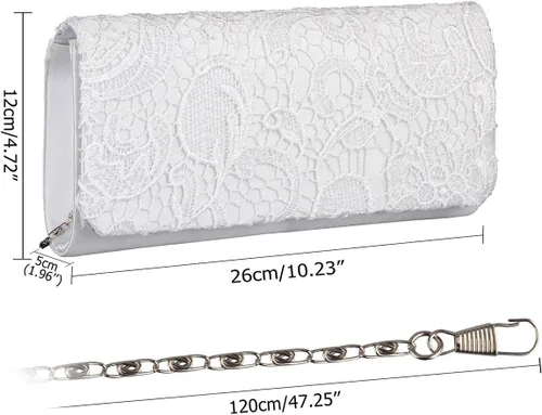 Miniatura 4 de Bolsos de mano para mujer, bolso de mano floral de encaje para boda, bolso de noche