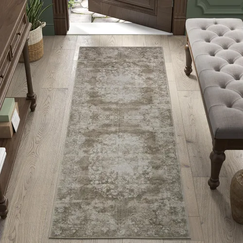Miniatura 25 de Jinchan Fiora - Alfombra redonda de 8 pies, alfombras vintage con diseño floral envejecido, lavable a máquina, antideslizante, de pelo bajo, Azul
