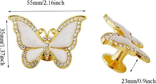 Miniatura 2 de Vivicap - 6 pomos de mariposa dorados, tiradores de cajón de mariposa, tiradores de mariposa elegantes, tirador de un solo agujero, manija