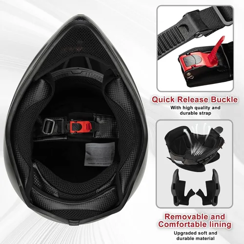 Miniatura 5 de Favoto Cascos de Dirt Bike para Adultos - Casco Ligero para Motocross/ATV/UTV Aprobado por DOT para Hombres y Mujeres, con Visera Extraíble