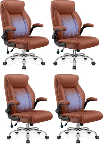 Miniatura 10 de Silla de oficina, silla de escritorio ergonómica grande y alta, silla ejecutiva de cuero para computadora con soporte lumbar ajustable, cómoda silla