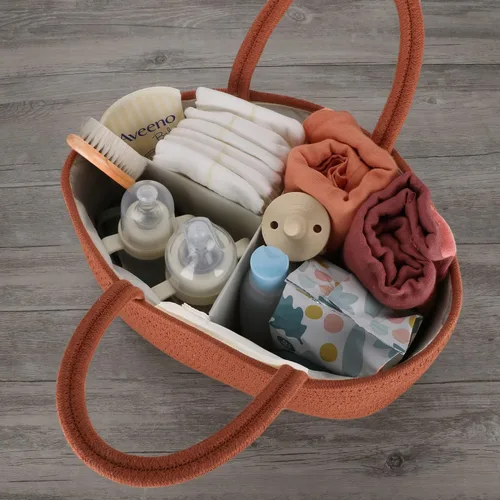 Miniatura 27 de Organizador de pañales para bebé con cuerda de algodón para niña o niño, cesta de almacenamiento portátil para guardería, bolsa de transporte