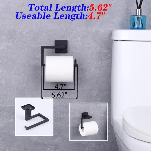 Miniatura 2 de GERZ Soporte de papel higiénico para baño SUS 304 acero inoxidable mate negro soporte de rollo de papel de seda soporte de pared JG1905-BK
