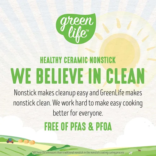 Miniatura 4 de GreenLife 20 x 50.8 cm Plancha Eléctrica Extra Grande, Cerámica Antiadherente Libre de PFAS y PFOA No Tóxica, Control de Temperatura, Calentamiento