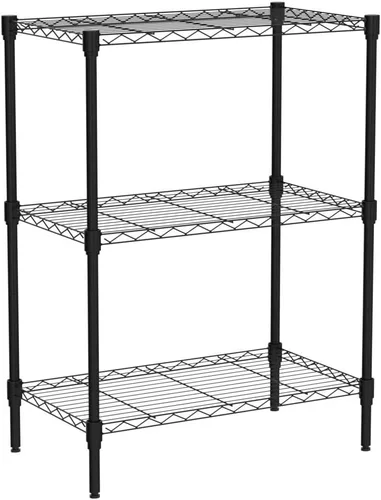 Miniatura 5 de BNSPLY Estantería de alambre de 3 niveles, estante de alambre ajustable, estantes de almacenamiento de metal para cocina, despensa, lavandería, Negro